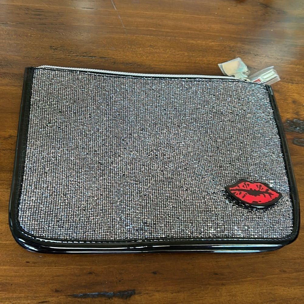 Shiseido Black Glitter Makeup Bag or Clutch